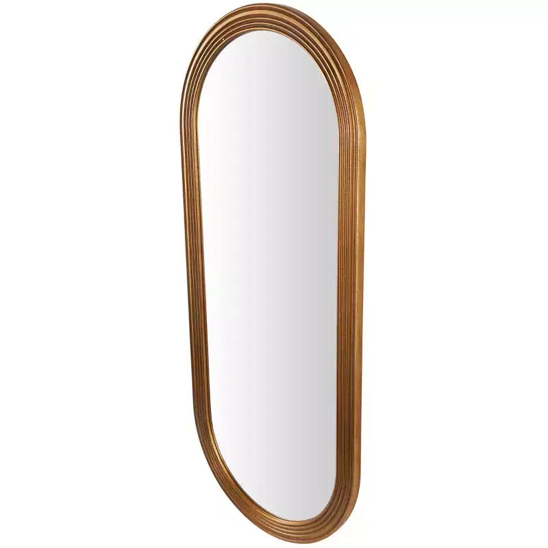 Specchio da parete ovale con cornice intagliata tridimensionale, 51" x 22", Marrone