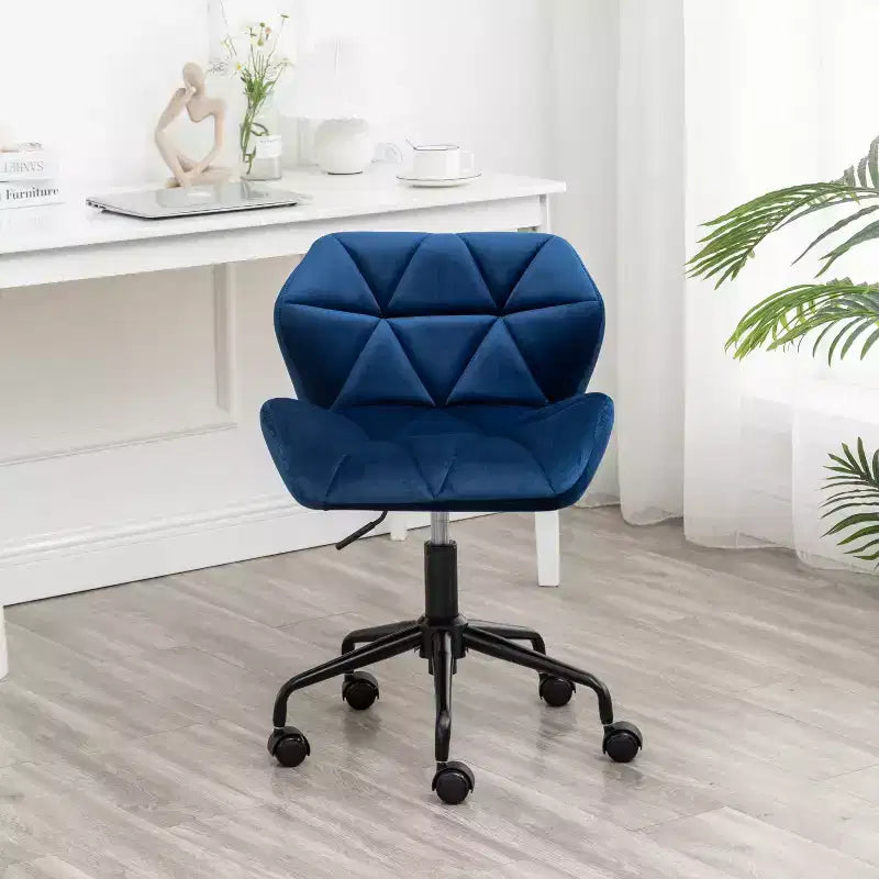 Sedia da ufficio girevole regolabile trapuntata a rombi – Blu
