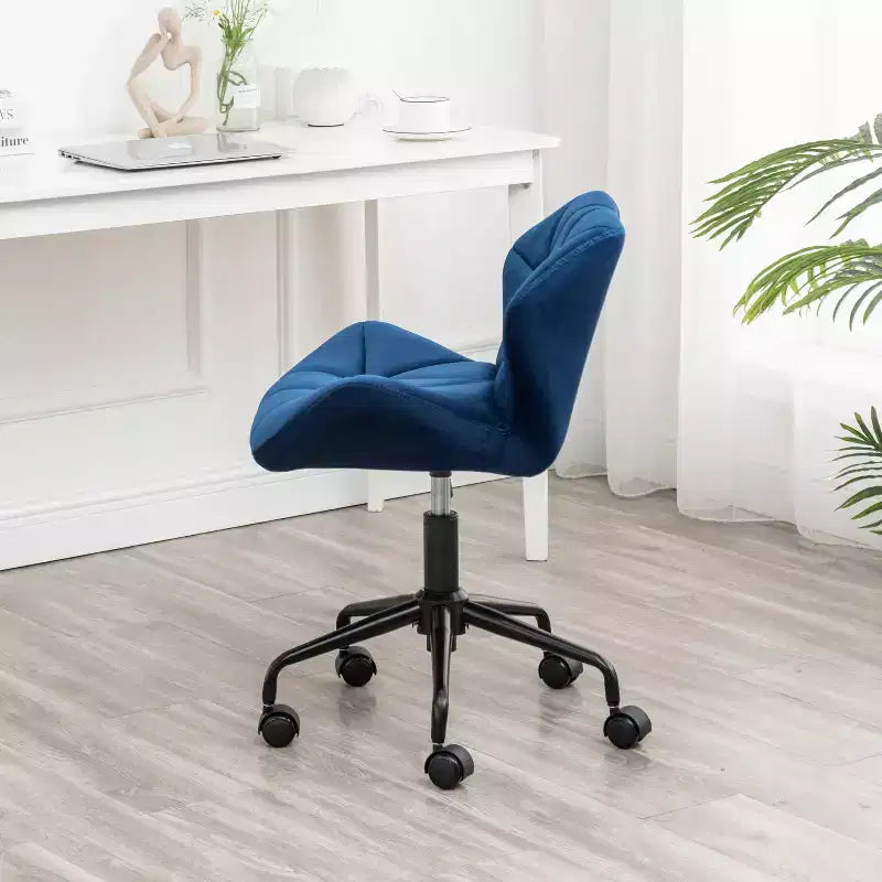 Sedia da ufficio girevole regolabile trapuntata a rombi – Blu