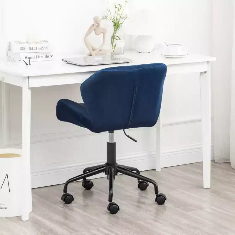 Sedia da ufficio girevole regolabile trapuntata a rombi – Blu