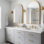 Specchio da Parete ad Arco 36" x 24" con Cornice in Metallo