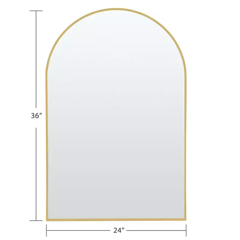 Specchio da Parete ad Arco 36" x 24" con Cornice in Metallo