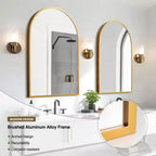 Specchio da Parete ad Arco 36" x 24" con Cornice in Metallo