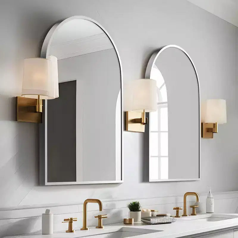 Specchio da Parete ad Arco 36" x 24" con Cornice in Metallo