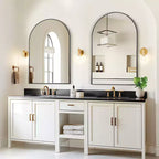 Specchio da Parete ad Arco 36" x 24" con Cornice in Metallo