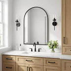 Specchio da Parete ad Arco 36" x 24" con Cornice in Metallo