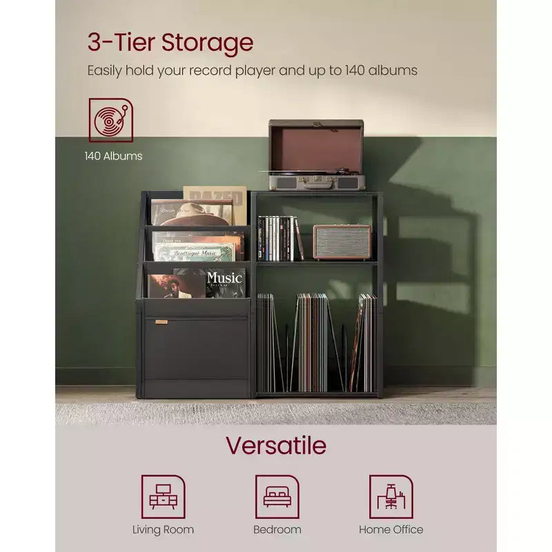 Mobile per Giradischi con Portadischi a 3 Livelli – Contiene Fino a 140 Album