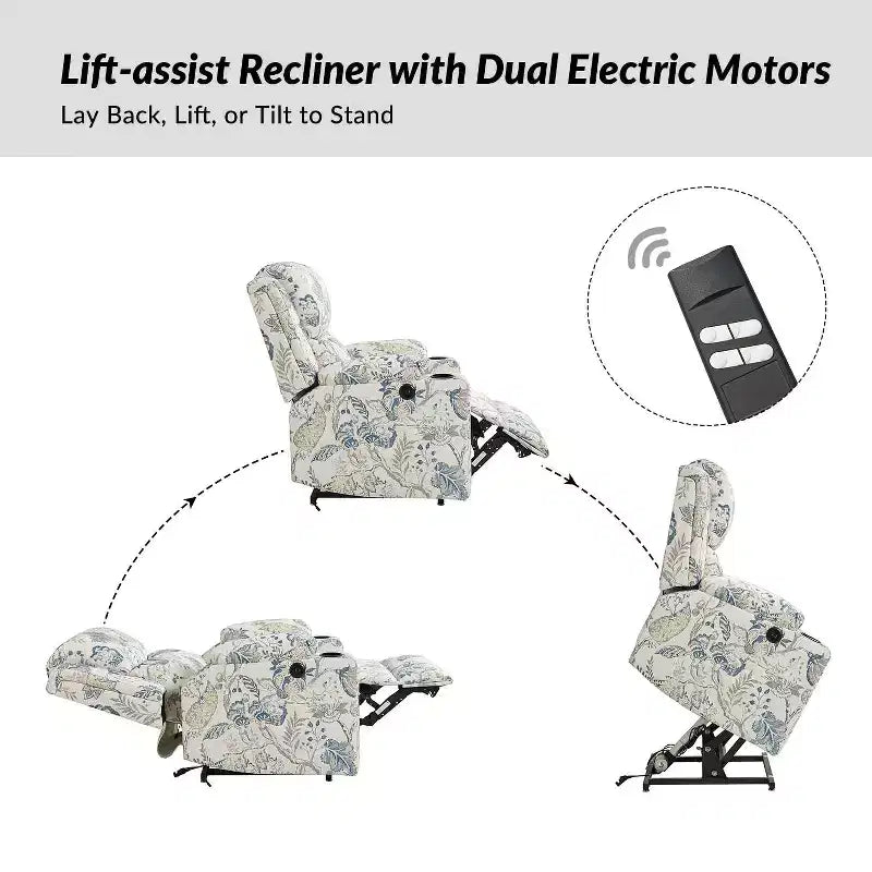 Poltrona Reclinabile Leo Dual Motor Lift Assist con Massaggio e Riscaldamento | HULALAHOME