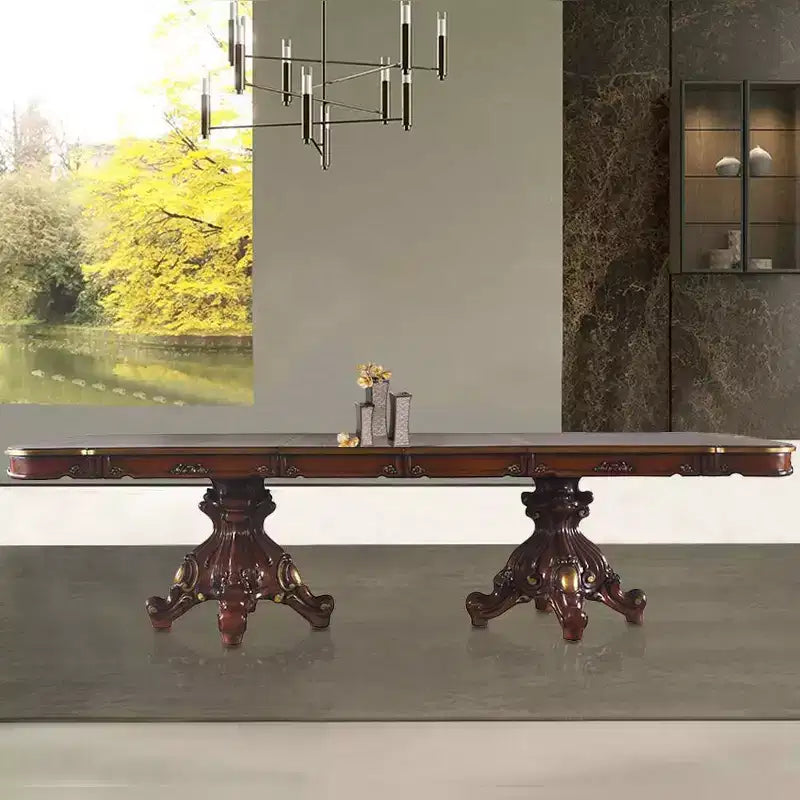 Set tavolo da pranzo 300 cm a doppio piedistallo – Rovere Miele