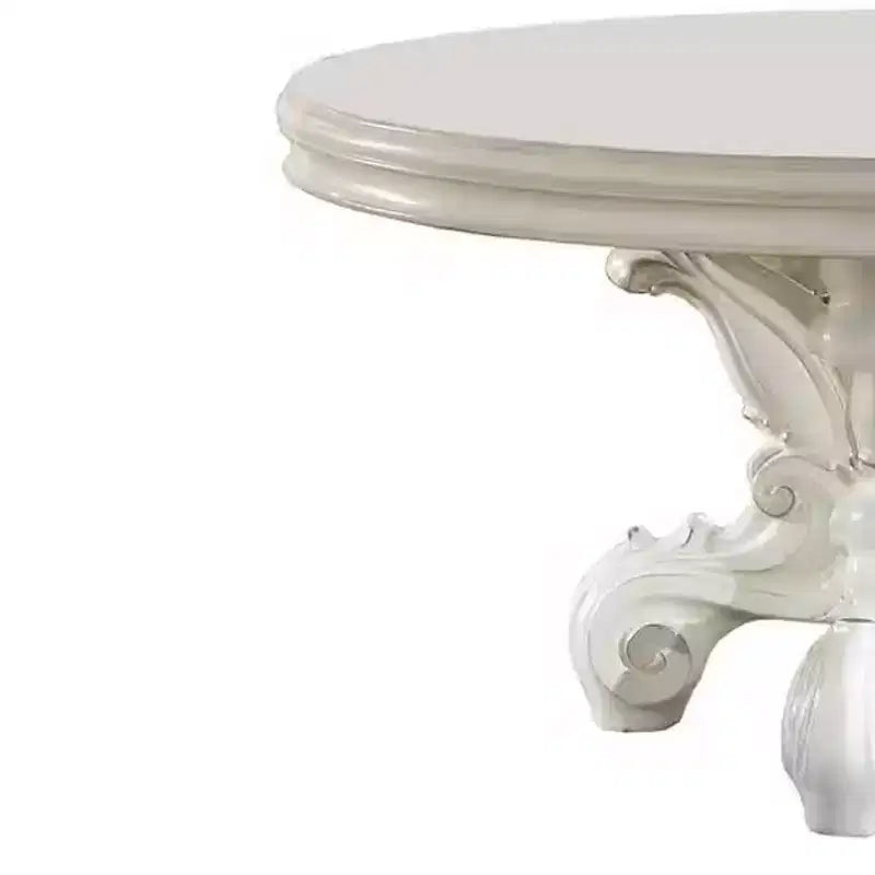 Tavolo da Pranzo Rotondo su Piedistallo da 152 cm – 6 posti, finitura Bianca