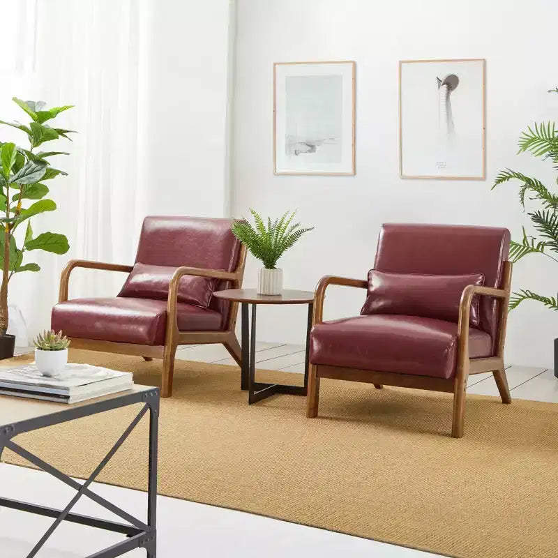 Poltrona d'accento Mid-Century Modern con rivestimento in pelle PU