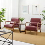 Poltrona d'accento Mid-Century Modern con rivestimento in pelle PU