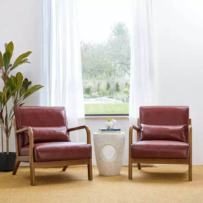 Poltrona d'accento Mid-Century Modern con rivestimento in pelle PU