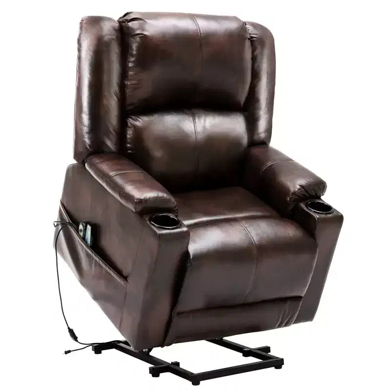 Poltrona reclinabile massaggiante Power Lift – Similpelle, Marrone