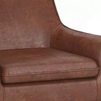 Poltrona accentata marrone sella anticato – Similpelle, gambe in legno di hevea