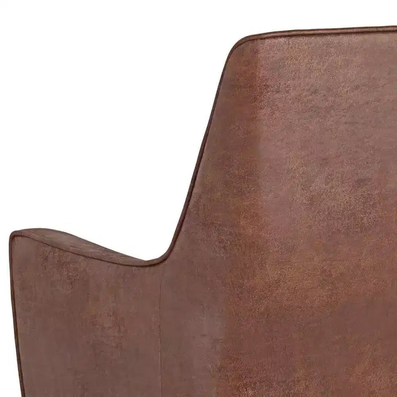Poltrona accentata marrone sella anticato – Similpelle, gambe in legno di hevea