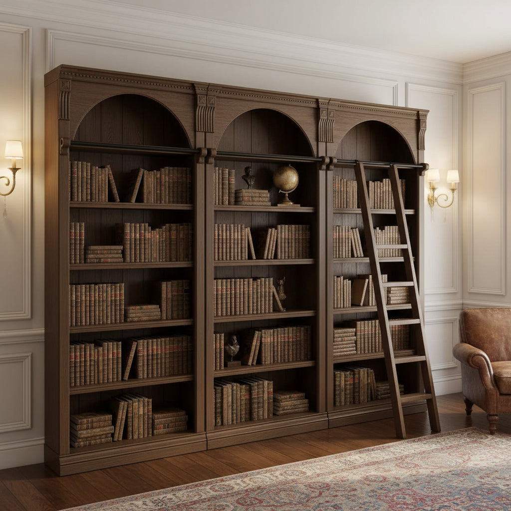 94" Traditional Tall Bookcase Wall, Stratton Collection Brown - Martin Furniture