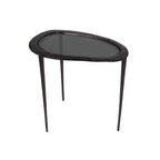 Olivia & May Aluminum Abstract Oval Shaped End Table with Shaded Glass Top Black