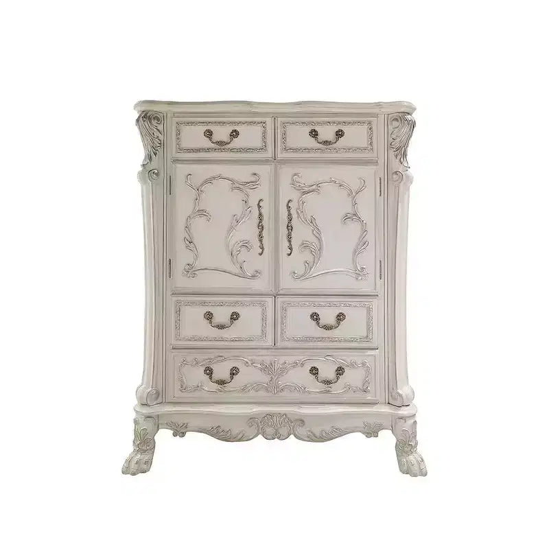 Acme Furniture 42" Dresden II Decorative Storage Drawers Bone White Finish : 5-Drawer Chest, Wood Composite, No Assembly Required
