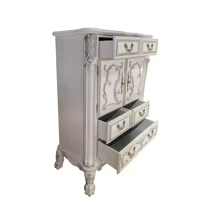Cassettiera a 5 cassetti con finitura Bone White