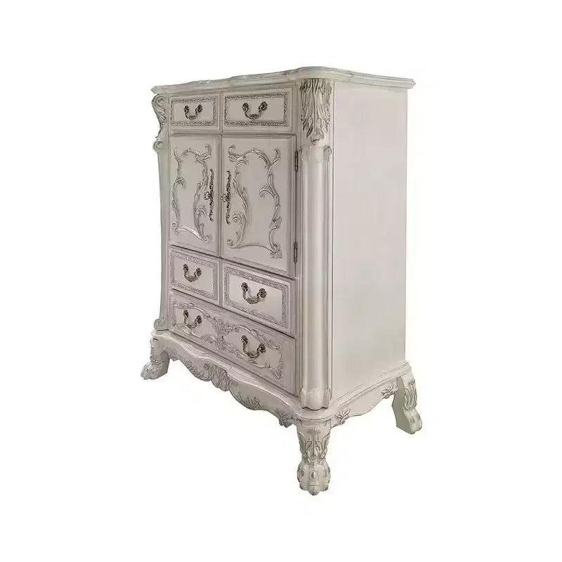 Cassettiera a 5 cassetti con finitura Bone White