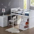 Letto a soppalco singolo con scala contenitore – Struttura in legno bianco