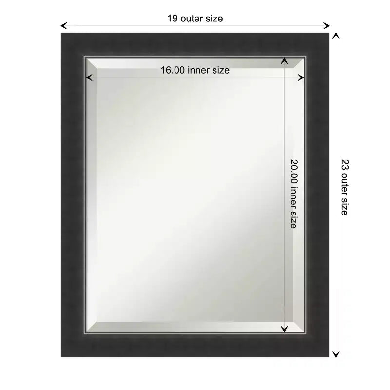 Specchio da parete per bagno in legno smussato con cornice nera stretta
