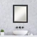 Specchio da parete per bagno in legno smussato con cornice nera stretta