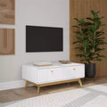 Mobile TV con 2 cassetti e console d'intrattenimento in stile scandinavo, bianco