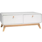 Mobile TV con 2 cassetti e console d'intrattenimento in stile scandinavo, bianco