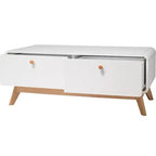Mobile TV con 2 cassetti e console d'intrattenimento in stile scandinavo, bianco