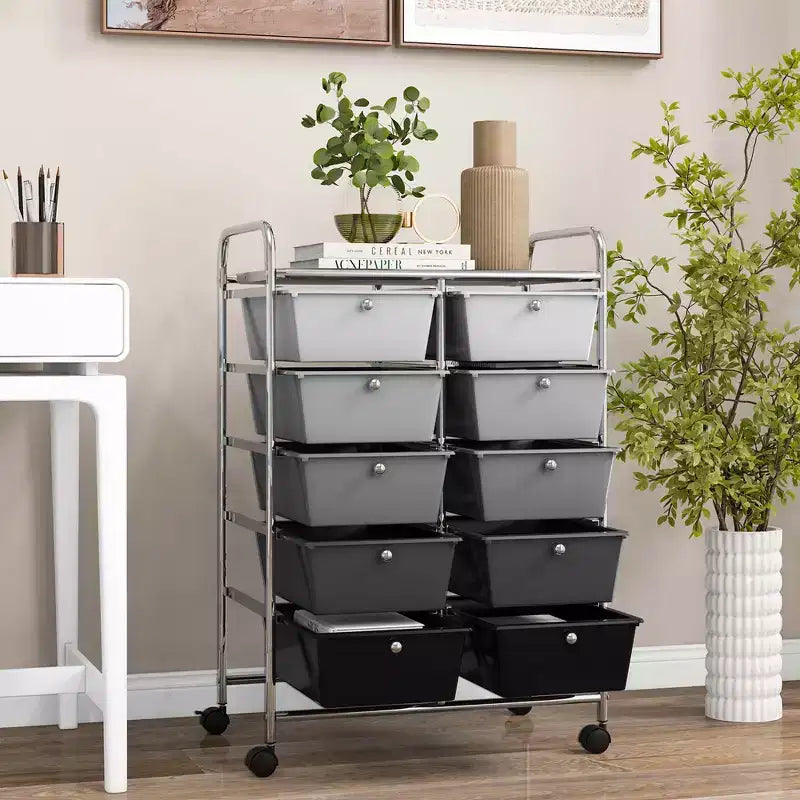 Carrello portatutto a 10 cassetti con ruote bloccabili