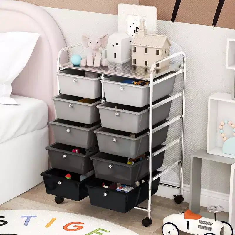 Carrello portatutto a 10 cassetti con ruote bloccabili