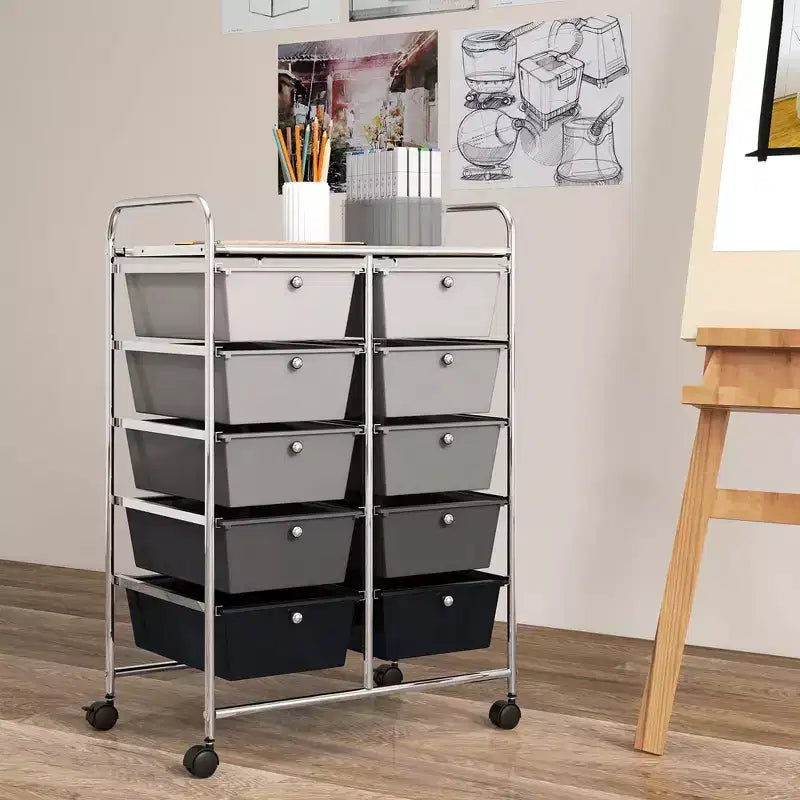 Carrello portatutto a 10 cassetti con ruote bloccabili