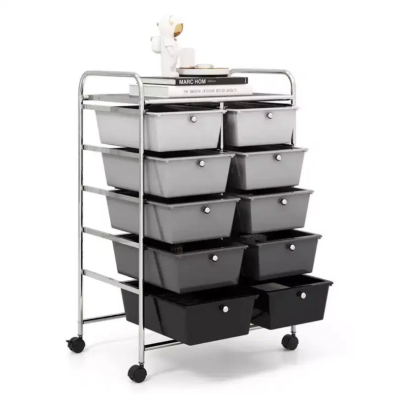 Carrello portatutto a 10 cassetti con ruote bloccabili