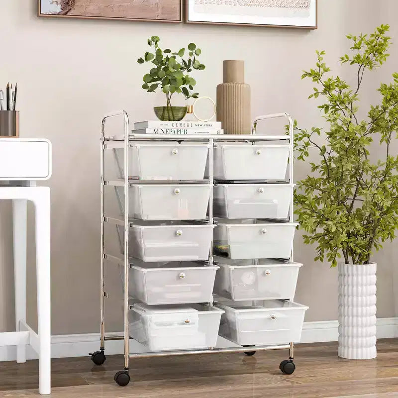 Carrello portatutto a 10 cassetti con ruote bloccabili