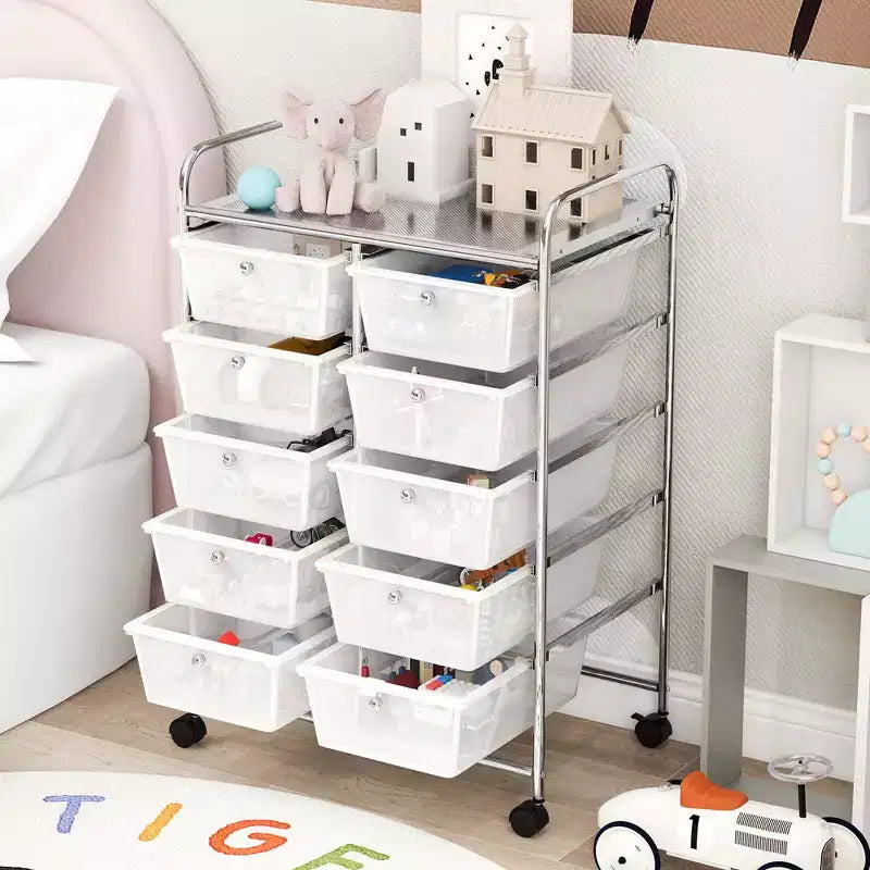 Carrello portatutto a 10 cassetti con ruote bloccabili