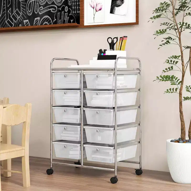 Carrello portatutto a 10 cassetti con ruote bloccabili