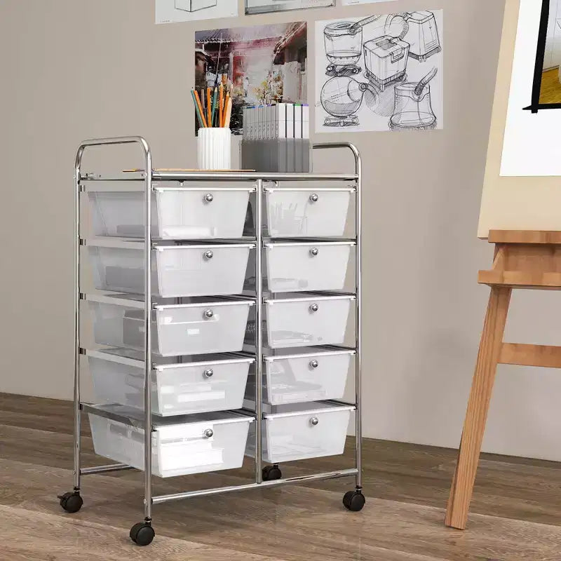 Carrello portatutto a 10 cassetti con ruote bloccabili