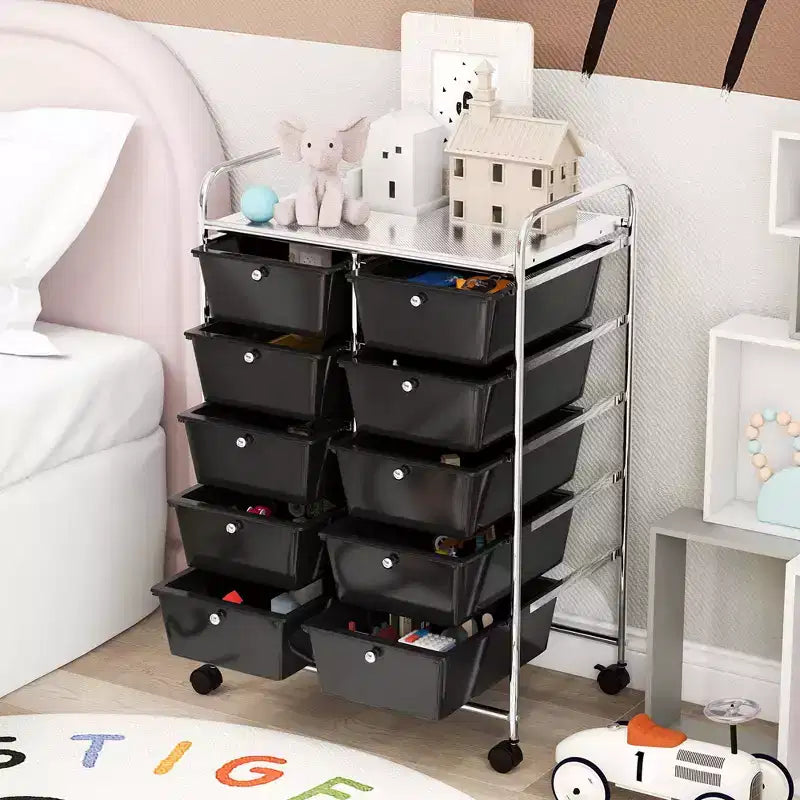 Carrello portatutto a 10 cassetti con ruote bloccabili