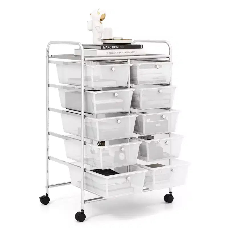 Carrello portatutto a 10 cassetti con ruote bloccabili