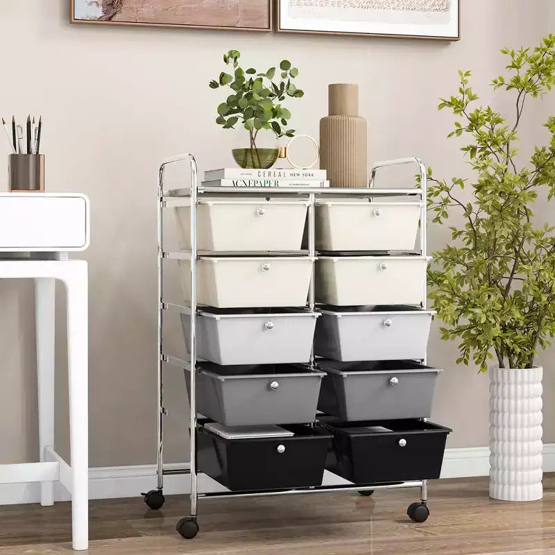Carrello portatutto a 10 cassetti con ruote bloccabili