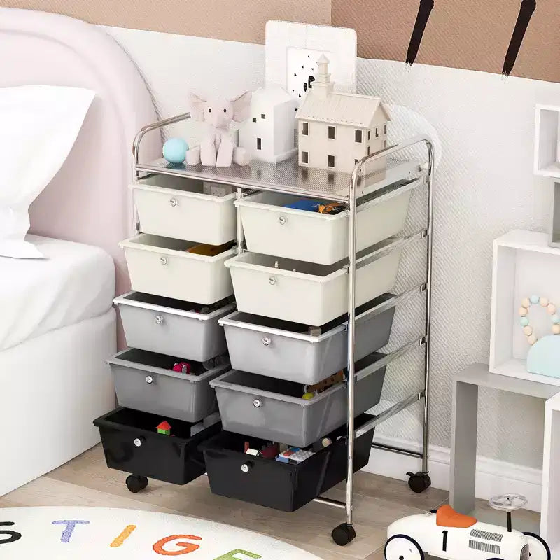 Carrello portatutto a 10 cassetti con ruote bloccabili