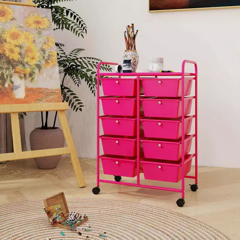 Carrello portatutto a 10 cassetti con ruote bloccabili