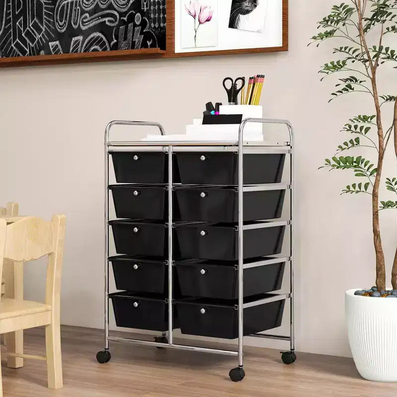 Carrello portatutto a 10 cassetti con ruote bloccabili