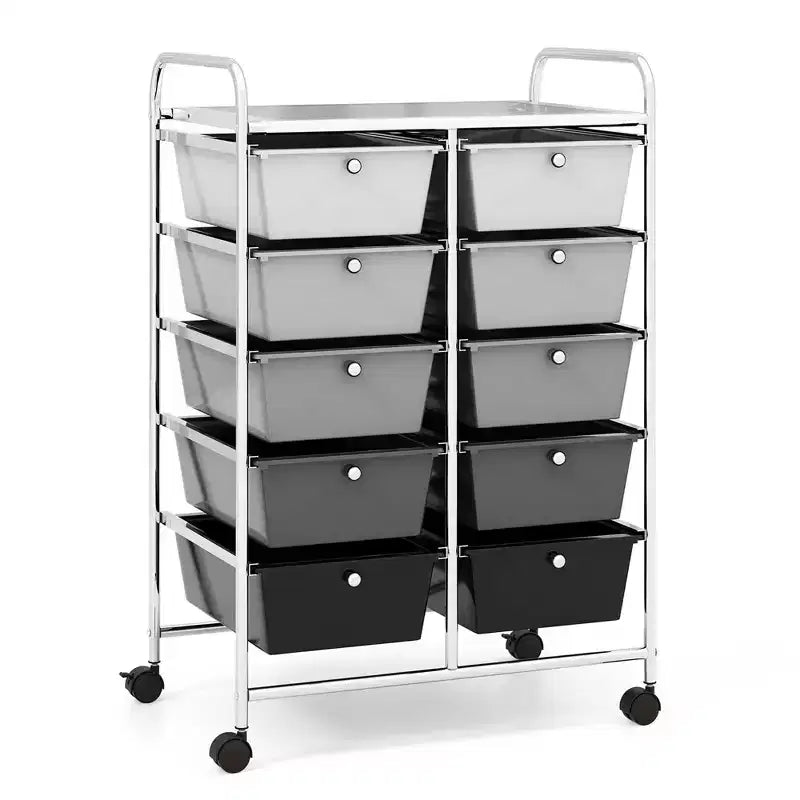 Carrello portatutto a 10 cassetti con ruote bloccabili