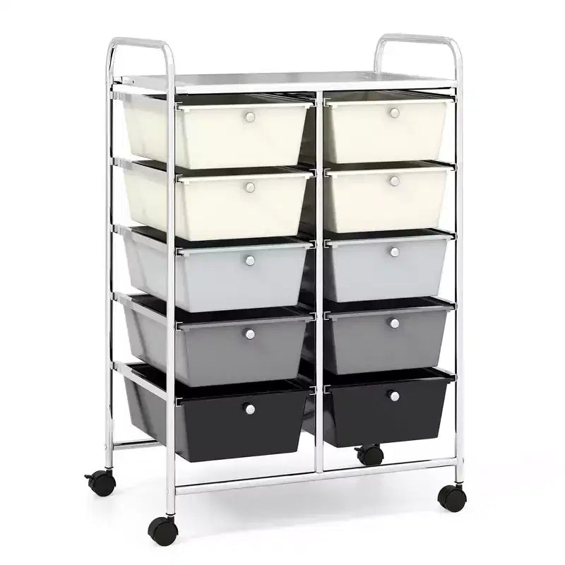 Carrello portatutto a 10 cassetti con ruote bloccabili