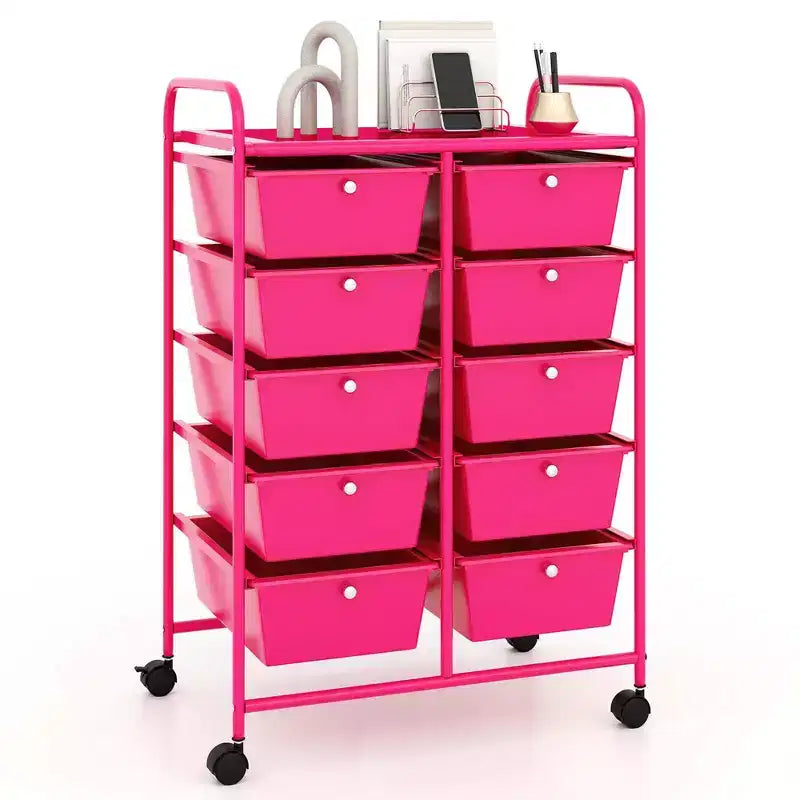 Carrello portatutto a 10 cassetti con ruote bloccabili