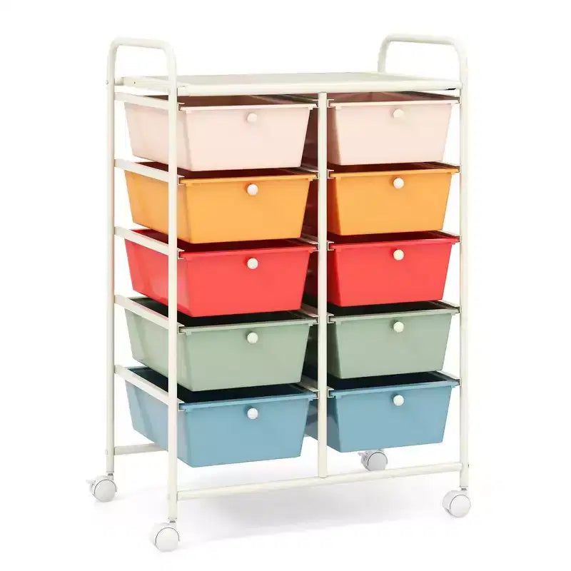 Carrello portatutto a 10 cassetti con ruote bloccabili