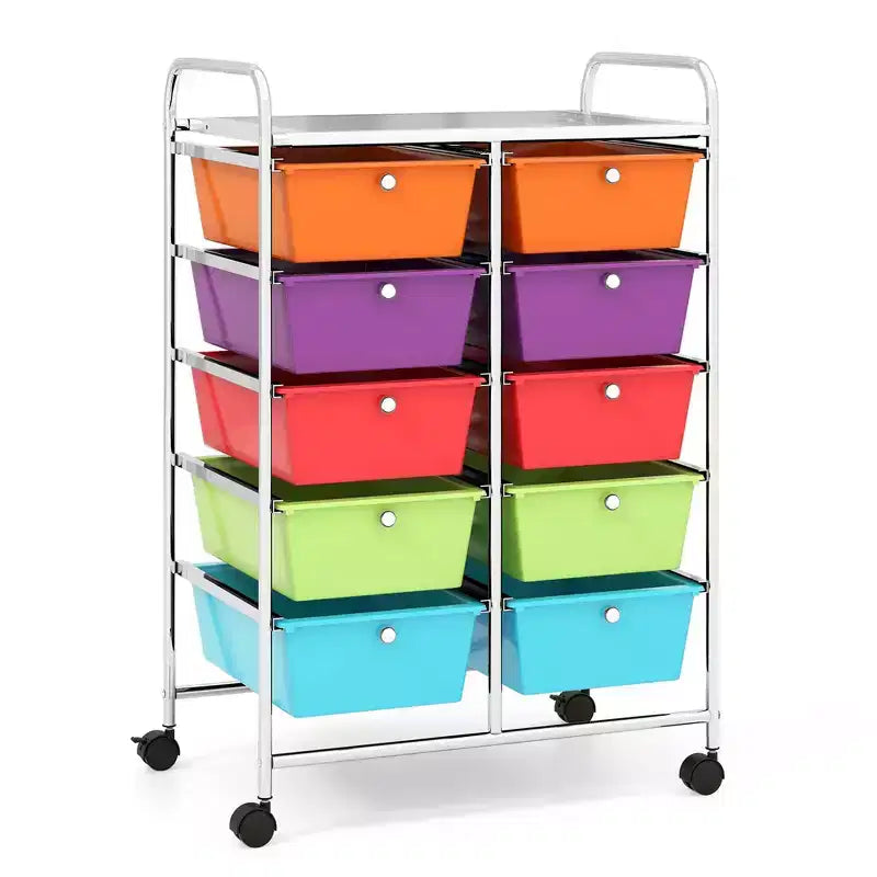 Carrello portatutto a 10 cassetti con ruote bloccabili